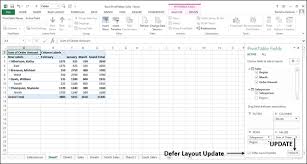 excel pivot tables updating data