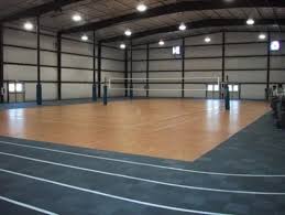brown teak wood indoor volleyball court