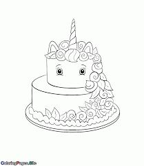 Kleur nu de kleurplaat van eenhoorn taart. Https Coloringpages Site Wp Content Uploads Unicorn Cake Coloring Page 885x1024 Gif Kleurplaten