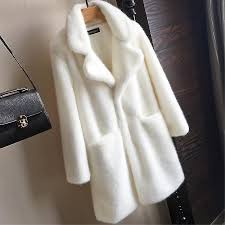Women Mink Faux Fur Coat Solid Female