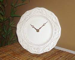 Ecru Ceramic Plate Wall Clock 9 Inch