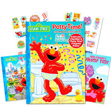 Sesame Street Elmo Potty Training Book Set Potty Coloring And Activity Book With Chart Reward Stickers And Checklist Includes 4 Storybooks Abc