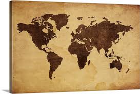 Close Up Of Antique World Map Wall Art