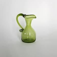 Olive Green Glass Pitcher Vase