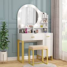 makeup vanity table set with lighted