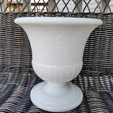 Large Milk Glass Urn Vase Planter 7in