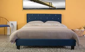 Bold Tones Blue Plywood Full Bed Frame