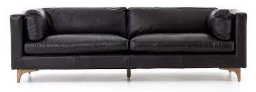 jocelyn black leather wood legs sofa