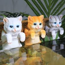 Set Of 3pcs Little Cat Miniature Resin