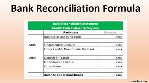 bank reconciliation formula examples