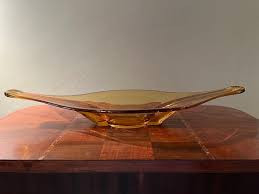 Amber Viking Glass Console Bowl Oval
