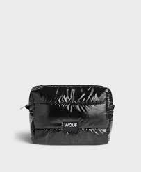 black glossy toiletry bag