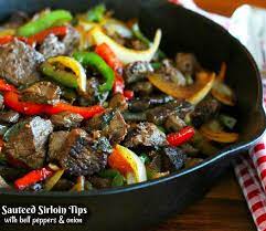 sautéed sirloin tips with bell peppers