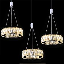 Simple Stainless Steel 3 Chandelier Creative Round Crystal