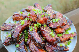 fried sticky ribs over the fire cooking