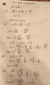 Oblicz obwód kwadratu o przekątnej d. a) d= [tex] \sqrt[]{2} [/tex] b) d=  3/7 c) d= 0,75 d) d= 2 pierwiastki - Brainly.pl