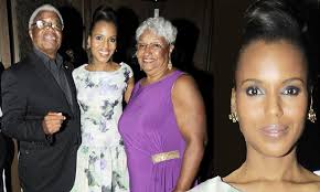 The question must be asked after this. Two Very Proud Parents Kerry Washington Brings Mother And Father To Dinner Held In Her Honour And Wears Dramatic Floral Dress Daily Mail Online