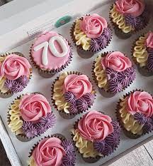 pink cupcakes for 70th birthday