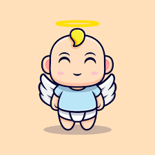 cute baby angel have wings flat icon
