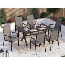 Phi Villa Black 7 Piece Metal Wood Look