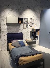 white brick wallpaper bedroom