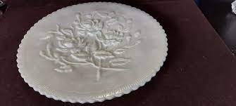 Rose Milk Glass Cake Torte Plate