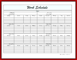 Blank Monthly Work Schedule Template E Weekly Sample Planner