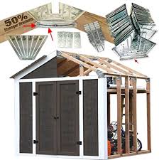 Shed truss plans for building your shed roof showing all angles and measurements. Amazon Com 50 Structurally Stronger Truss Design Easy Shed Kit Builds 6 14 Widths Any Length Bonus Miter Template Storage Shed Garage Barn Playhouse Easy Framing Kit Peak Roof 2x4 Basic Diy