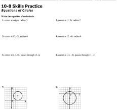 Skills Practice Equations Of Circles