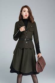 Military Coat Womens Blazer Wool Jacket