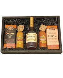 cognac and hot sauce gift basket