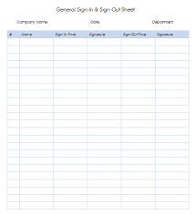 Sign Out Sheet Template Magdalene Project Org