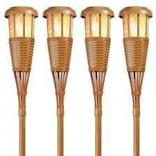 Bamboo Colored Led Solar Flame Torch
