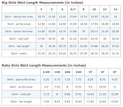 Girls Skirt Length Chart