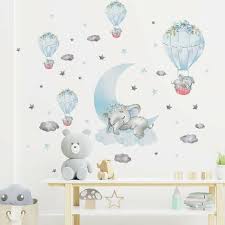 Large Blue Baby Elephant Wall Stickers
