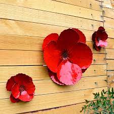 Giant Wall Hanging Poppy Set Of 3 Red