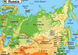 Efectuează o călătorie imaginară pe harta politică a lumii din atlas şi identifică statele vecine cu rusia. Harta Despre Rusia