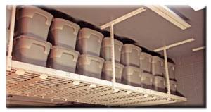 Materials (for each 8′ long x 2′ deep shelf) Overhead Garage Storage Ceiling Mounted Racks