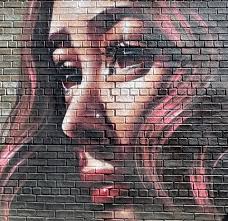 Brick Graffiti Wall Feminine Face