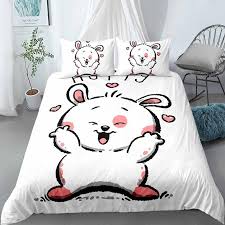 happy bunny white bedding set in 2021