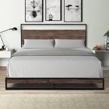 queen metal bed frame with wood slats