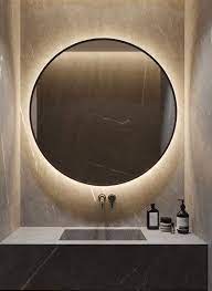 Black Circular Pvd Lighted Mirror