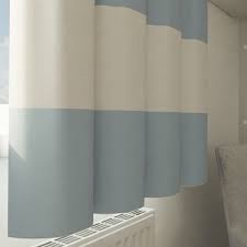 blue wide striped blackout curtains