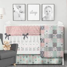 rustic girl quilt pink mint grey gray