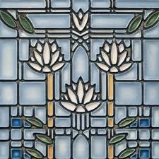 Waterlillies Blue Tile Sq Frank Lloyd
