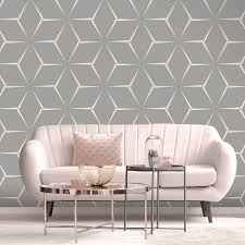 For many people, the kitchen is the heart of the home. Belgravia Decor Geometric Grey Rose Gold Glitter Wallpaper 9742