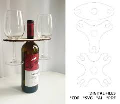 Wine Bottle And Glass Holder Laser Cut
