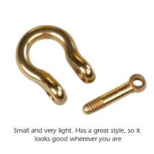 Wuta Solid Brass Bow Shackle D Ring Chain Hook Fob Key Joint Connect D Ring Screw Pin Rigging Leather Craft Hardware 5 Packs Large