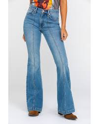 Wrangler Modern Womens Heritage Seamed Light Flare Jeans In