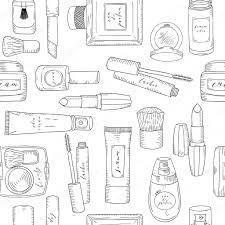 hand drawn cosmetics pattern beauty